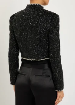 Ilaria embellished crepe cropped jacket