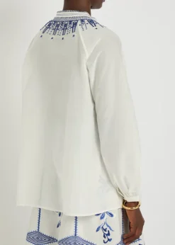 Illizia embroidered cotton-blend blouse