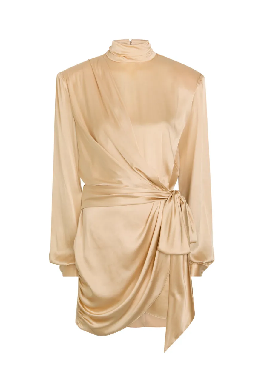 Imara belted wrap-effect silk-blend mini dress