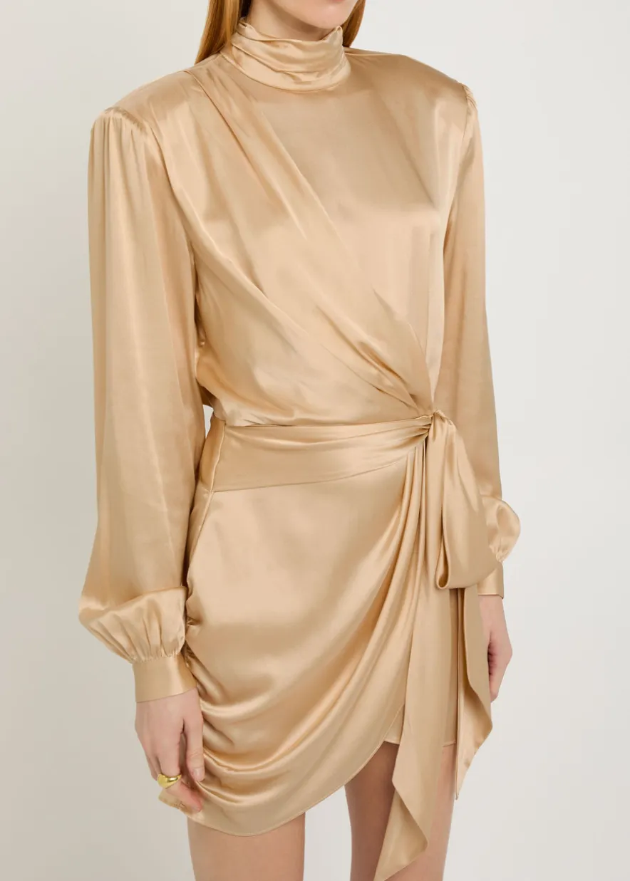 Imara belted wrap-effect silk-blend mini dress