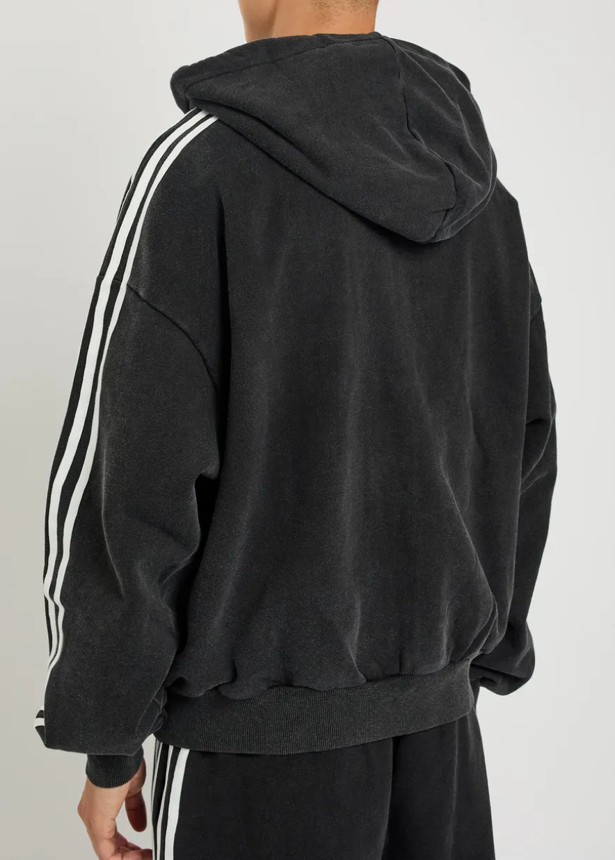 Imperial logo striped hooded cotton sweatshirt