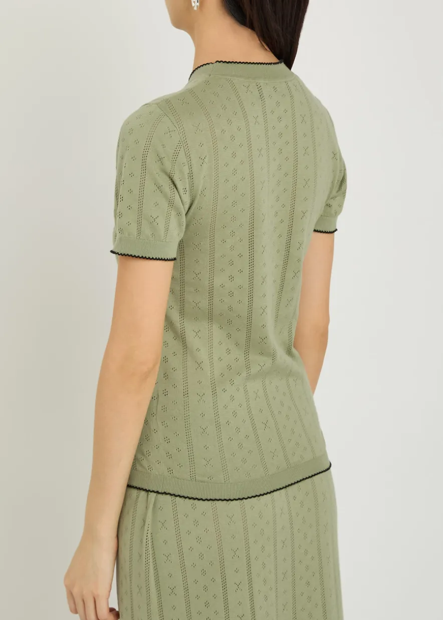 Indiana pointelle-knit cotton T-shirt