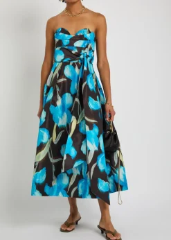 Ingrid floral-print moiré midi dress