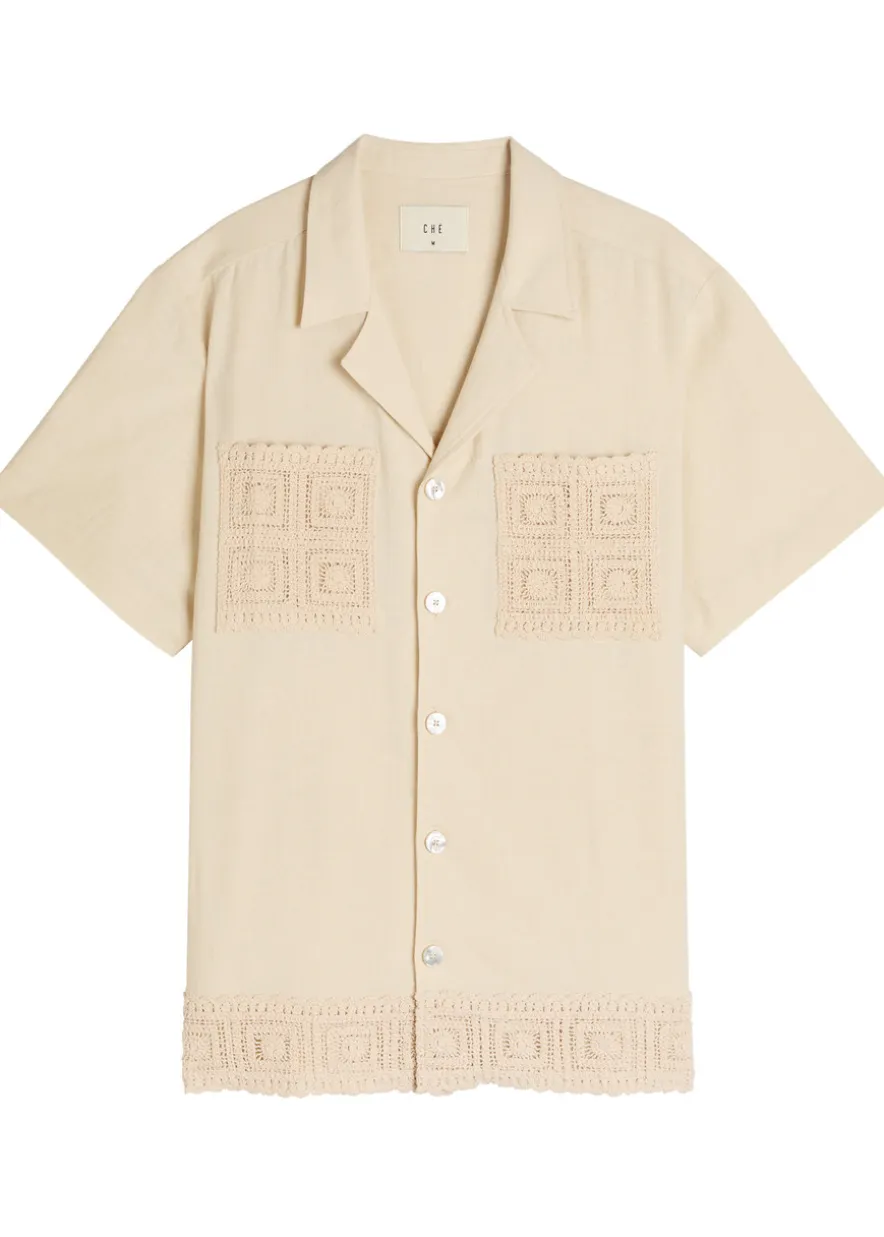 Inigo crochet cotton-blend shirt
