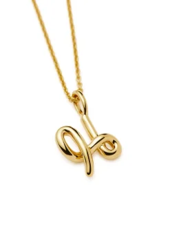 Initial H mini 18kt gold vermeil necklace