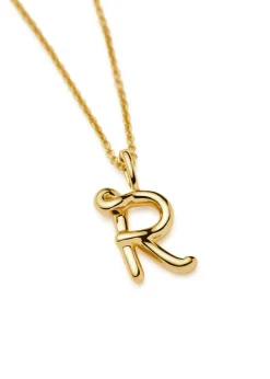 Initial R mini 18kt gold vermeil necklace