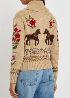 Intarsia cotton-blend cardigan