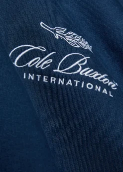 International hooded logo-embroidery cotton sweatshirt