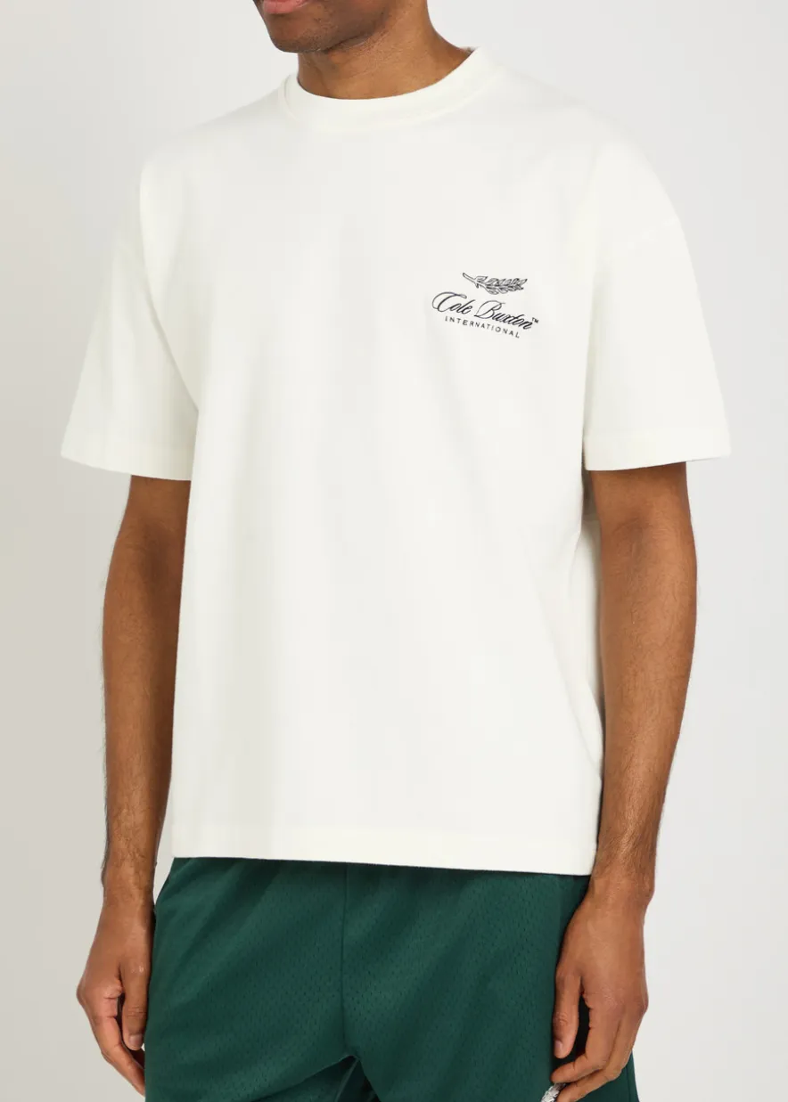 International logo-embroidery cotton T-shirt