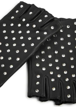 Irene embellished leather fingerless gloves