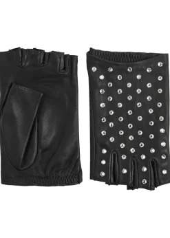 Irene embellished leather fingerless gloves