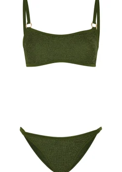 Iris gold-hoop crinkle bikini