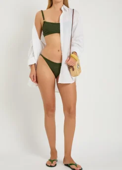 Iris gold-hoop crinkle bikini