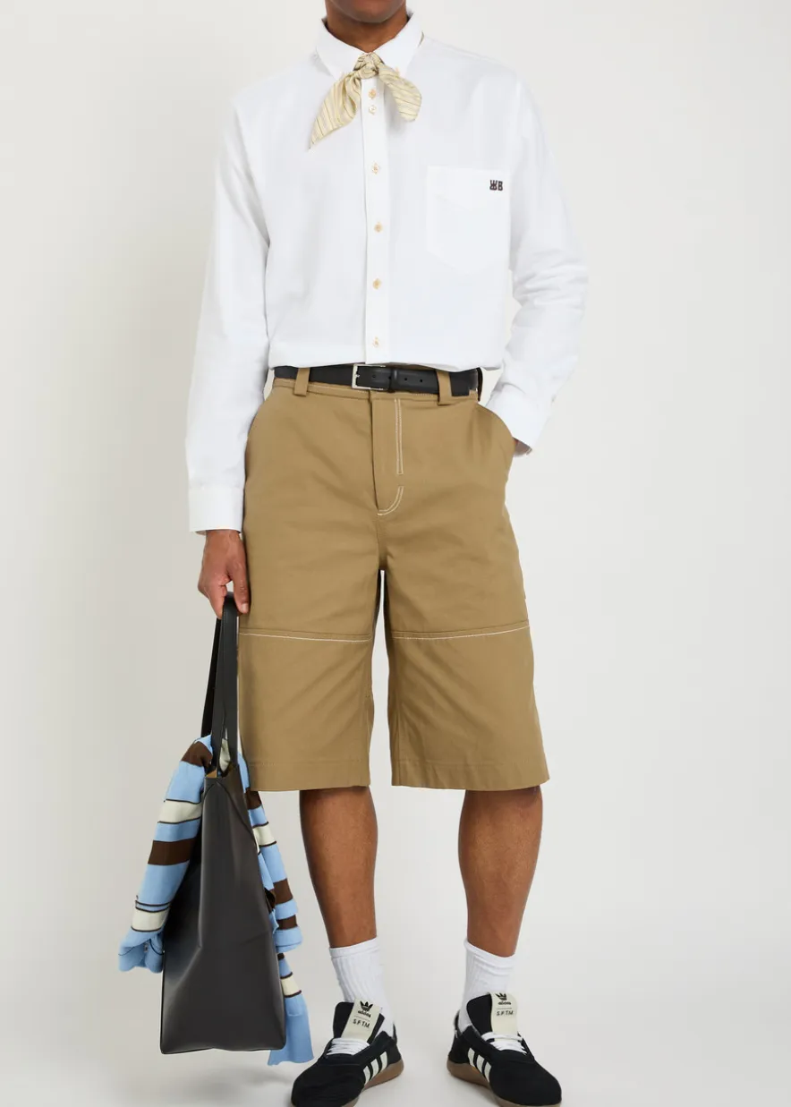 Isaac logo-embroidered piqué cotton Oxford shirt
