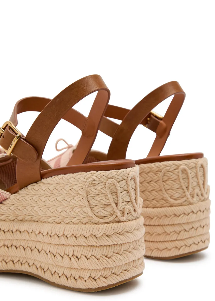 Isla striped woven and leather wedge sandals