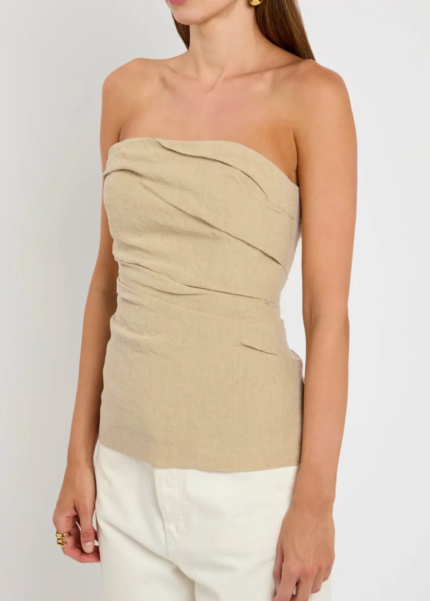 Izel strapless linen top