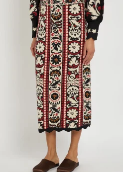 Jacquard knit midi skirt