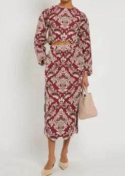 Jacquard woven midi skirt