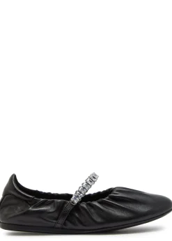 Jade crystal-embellished leather ballet flats