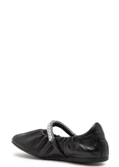 Jade crystal-embellished leather ballet flats