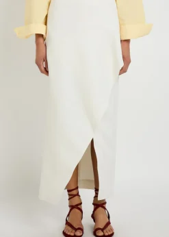 Jaia wrap-effect wool midi skirt