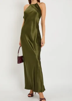 Jeany halterneck silk maxi dress