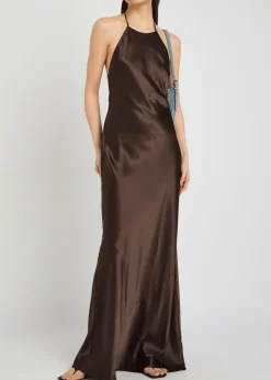 Jeany halterneck silk maxi dress
