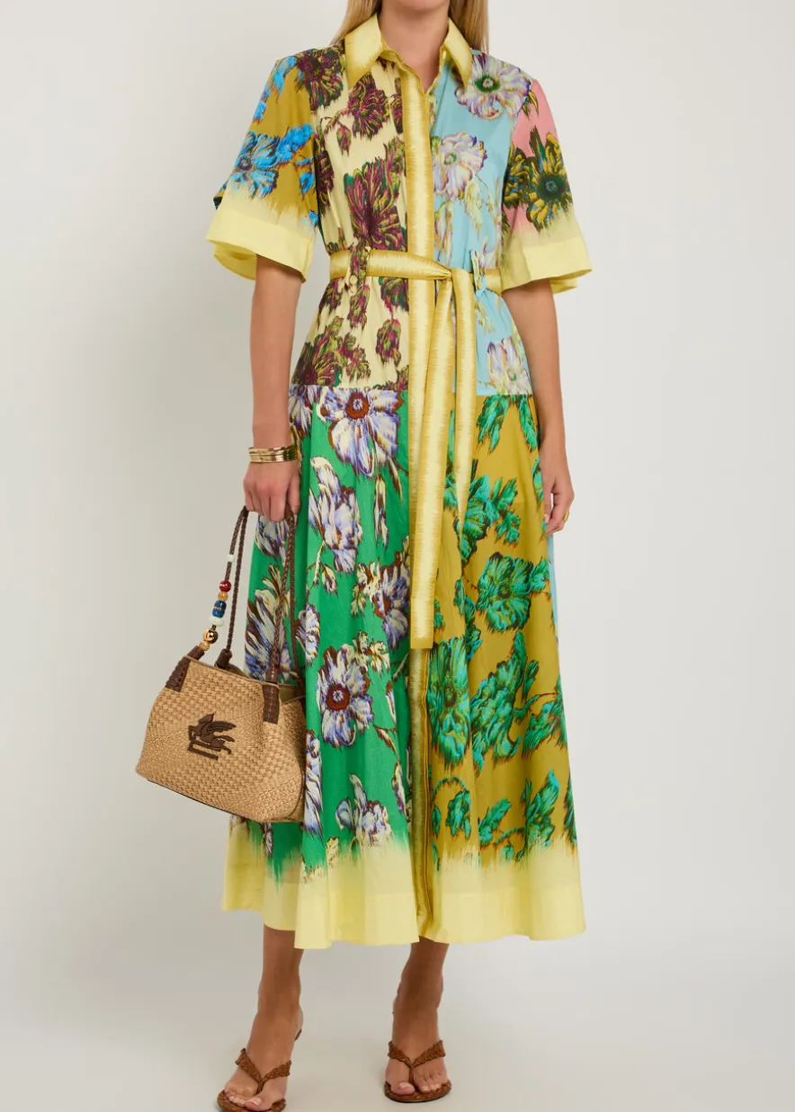 Jerry floral-print cotton midi shirt dress