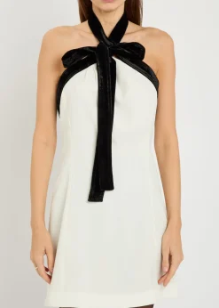 Jolie bow-embellished crepe mini dress
