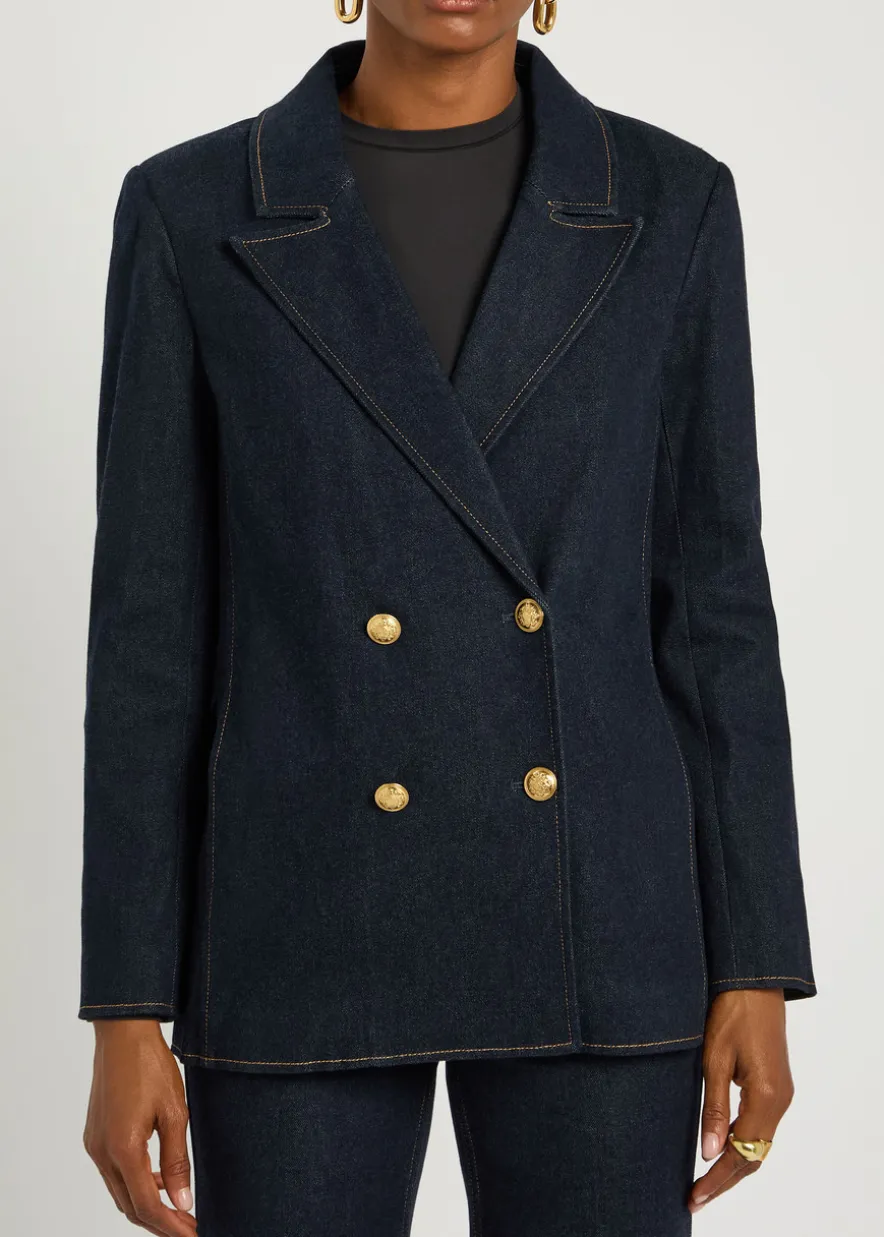 Jordan sweatshirt-effect stretch-denim jacket