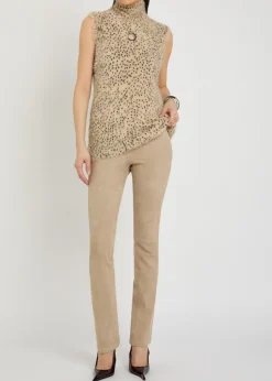 JP Long flared-leg suede trousers