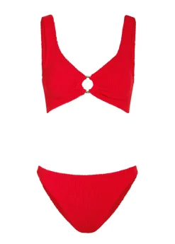 Julia gold-hoop crinkle bikini