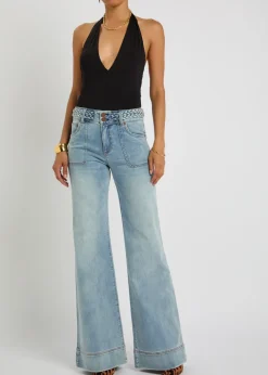 Juno braided wide-leg jeans