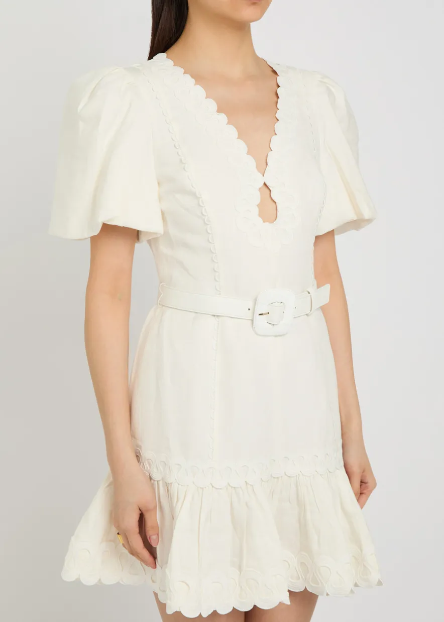 Kahlia appliquéd linen-blend mini dress