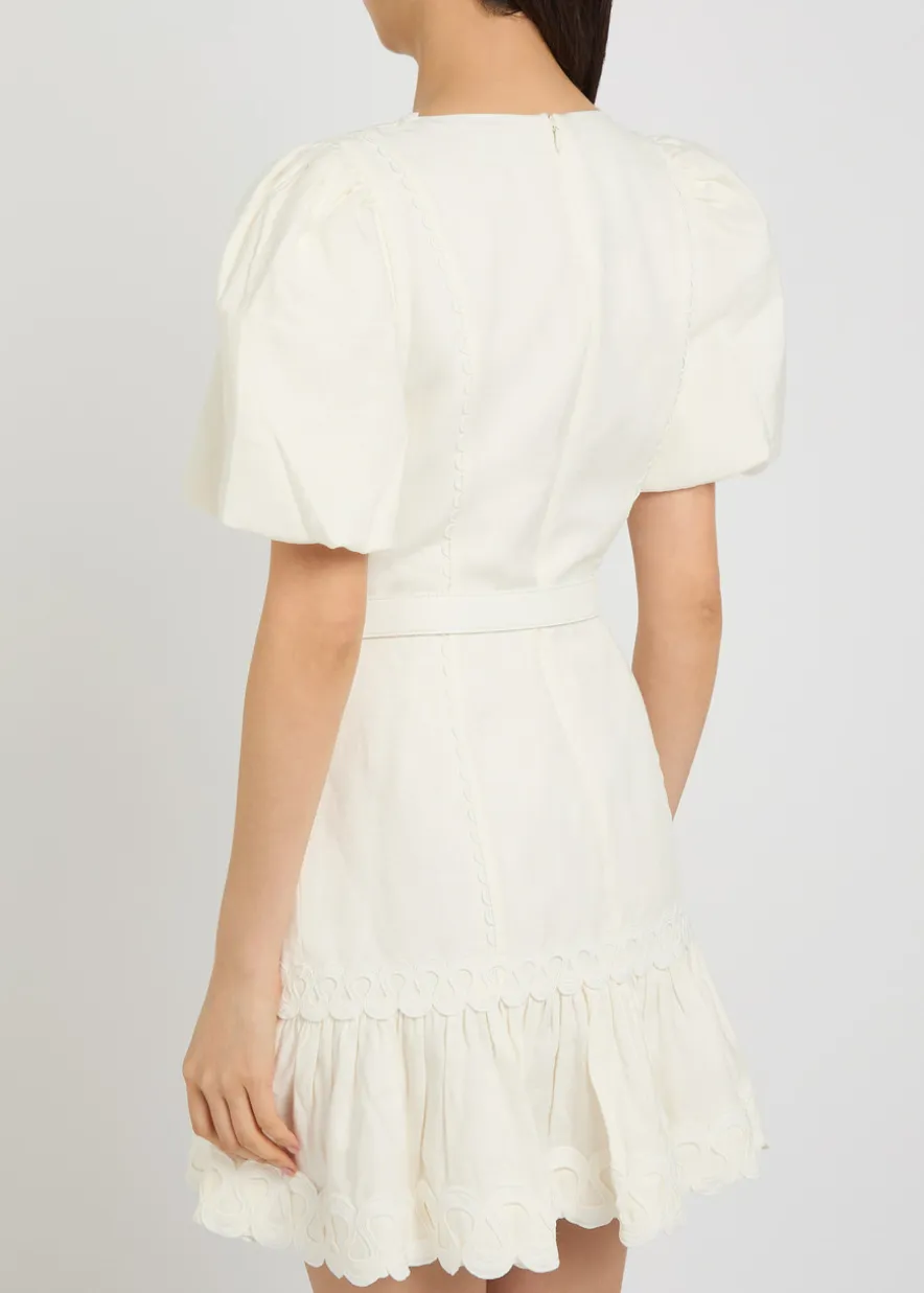 Kahlia appliquéd linen-blend mini dress