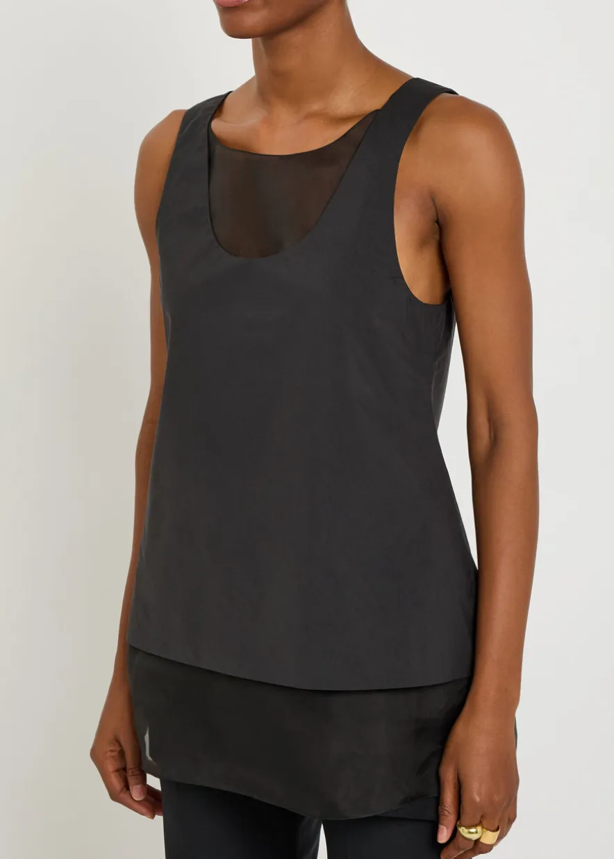 Kaia layered-effect cotton-poplin top