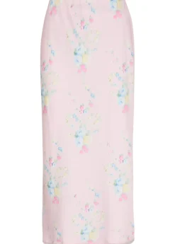 Kalo floral-print satin midi slip skirt