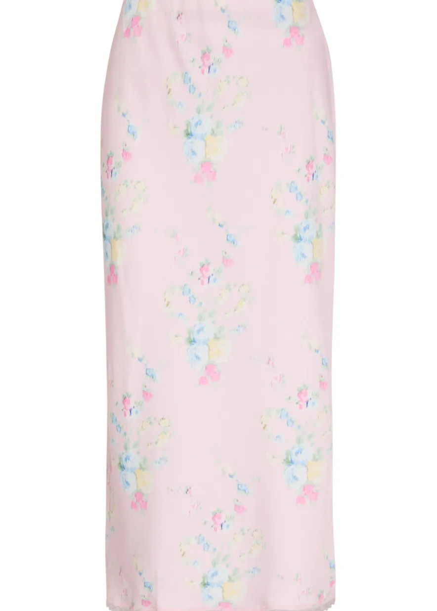 Kalo floral-print satin midi slip skirt
