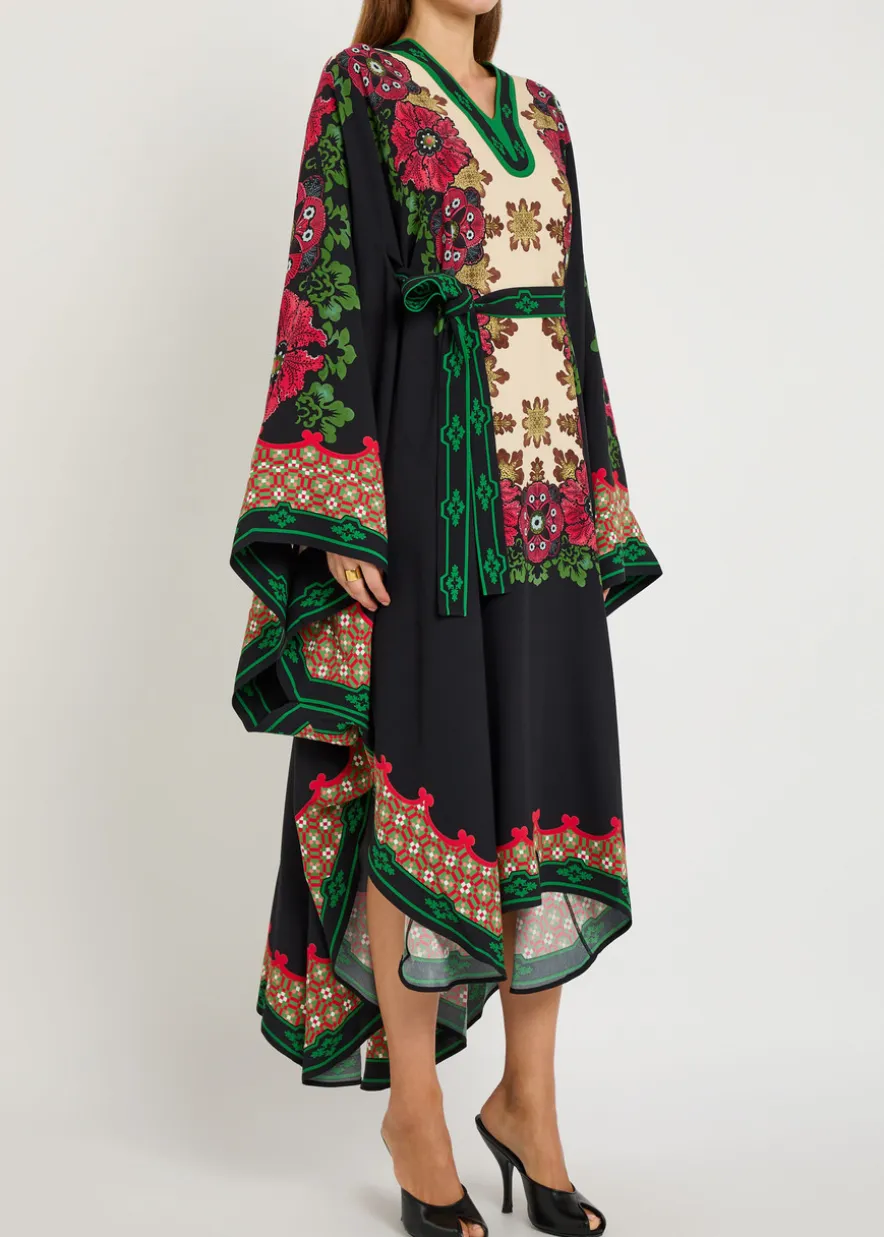 Karis floral-print crepe midi kaftan dress