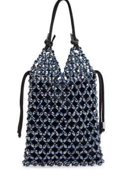 Karla leather and crystal-bead top handle bag