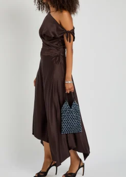 Karla leather and crystal-bead top handle bag
