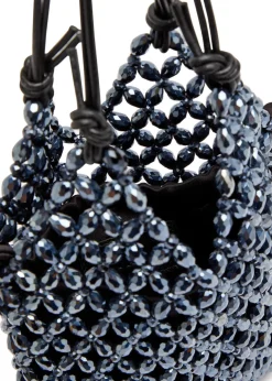 Karla leather and crystal-bead top handle bag