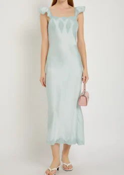 Karmine lace-trim satin midi dress