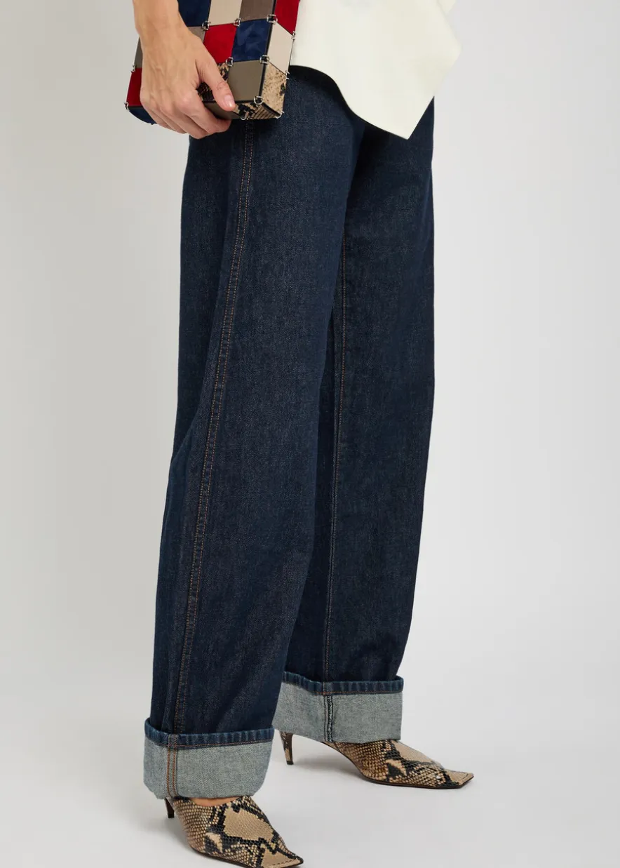 Karo turn-up curved jeans