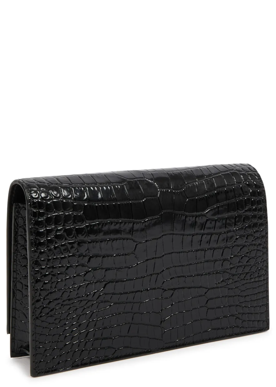 Kate crocodile-effect leather wallet-on-chain