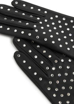 Kate crystal-embellished leather gloves