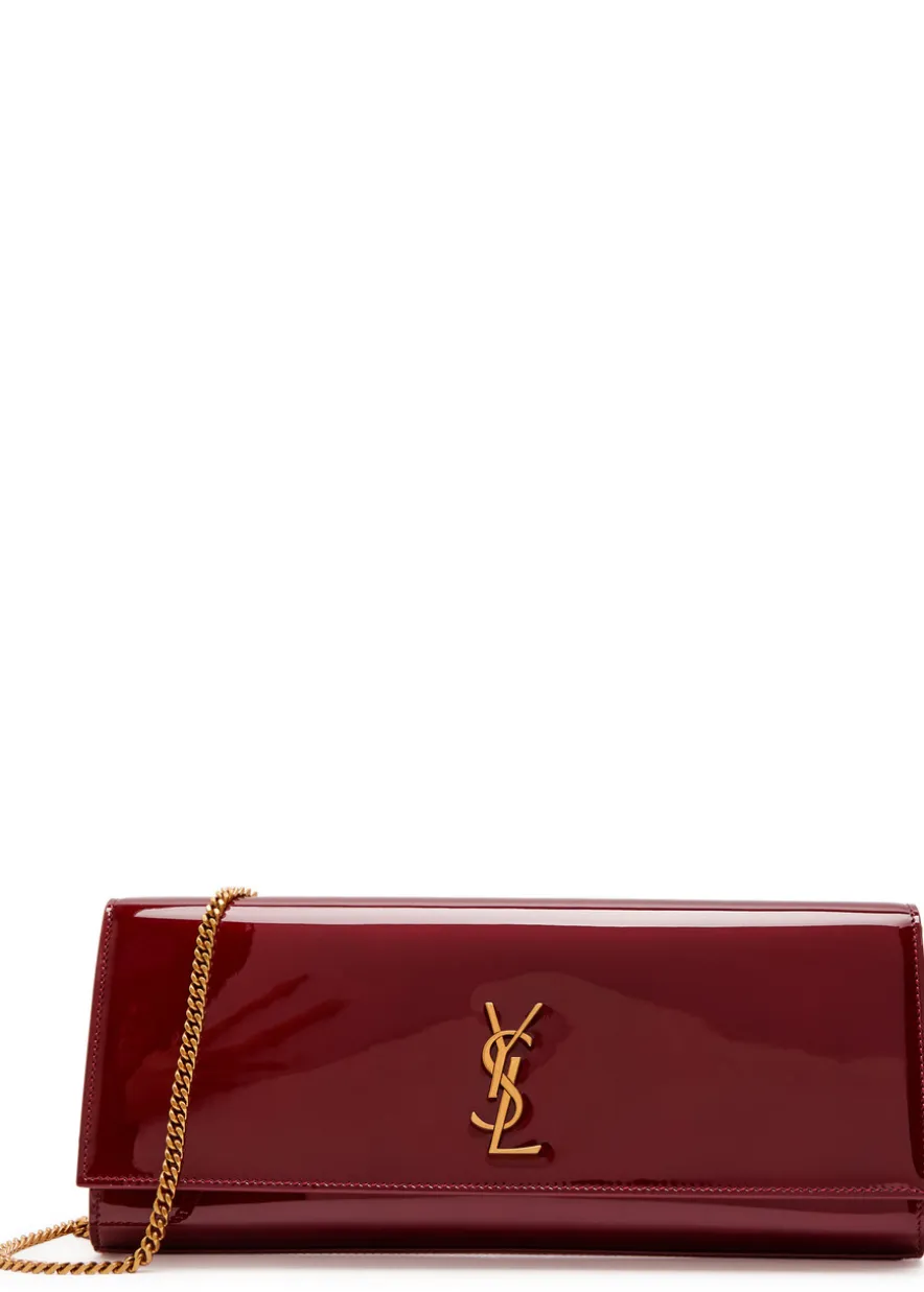 Kate logo patent leather clutch