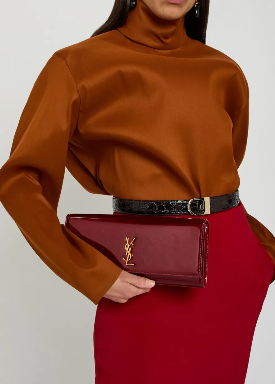 Kate logo patent leather clutch