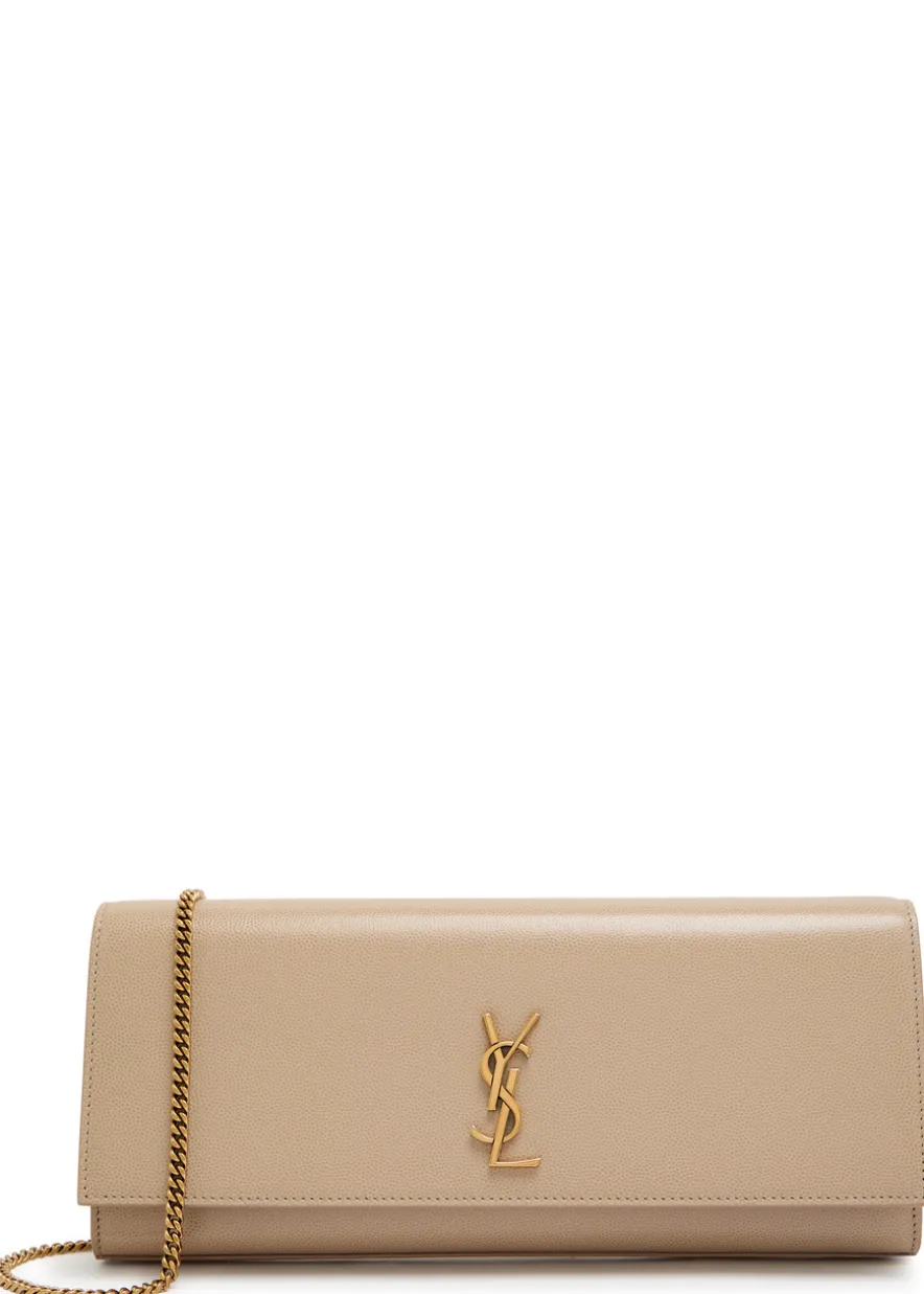 Kate logo pebbled leather clutch