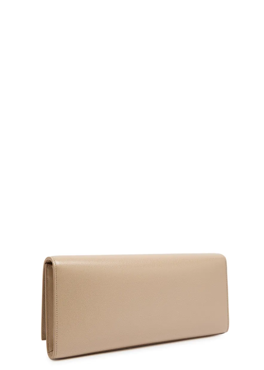 Kate logo pebbled leather clutch